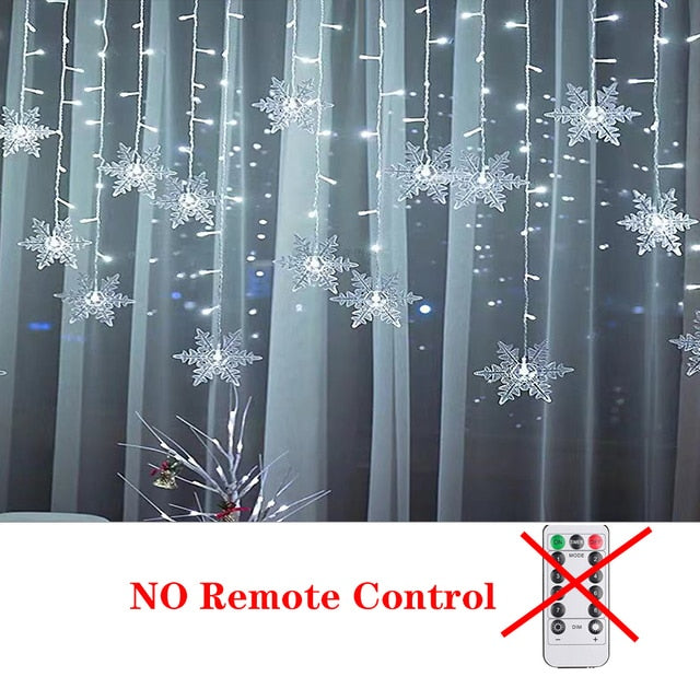 Christmas Light Led Snowflake Icicle Fairy String Lights Outdoor Garland