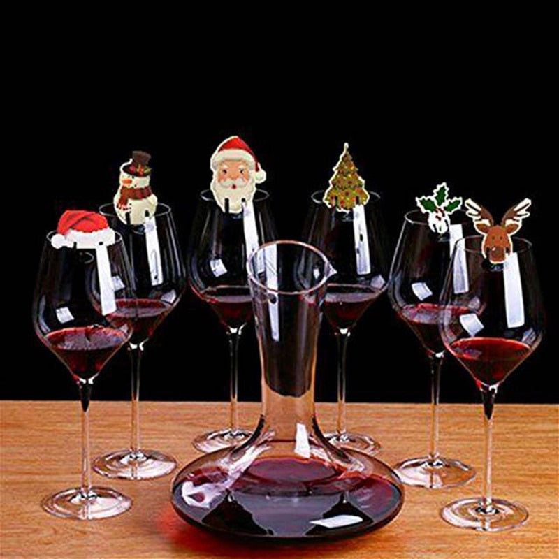 Christmas Cup Card Xmas Party Santa Hat Wine Glass Decoration