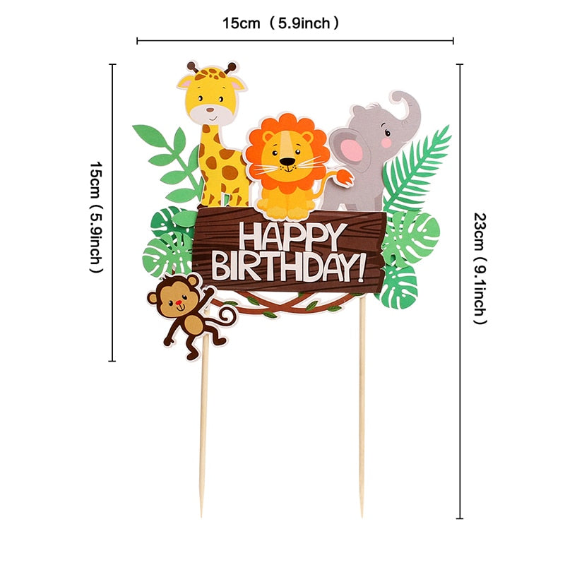 Wild Jungle Party Cake Topper Kids Birthday