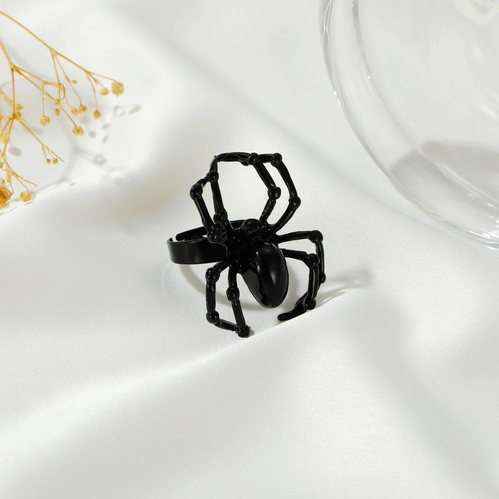 Creative Gothic Black Spider Animal Ring Funny Halloween