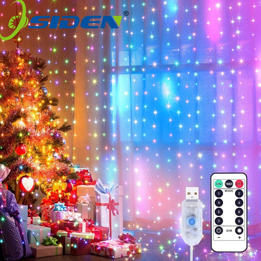 LED Curtain Light Fairy String Lights 8Mode Christmas Decor