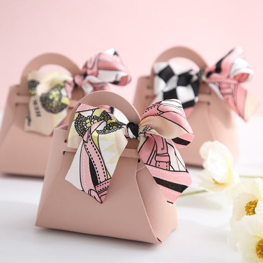 Leather Gift Bags Bow Ribbon Packaging Bag