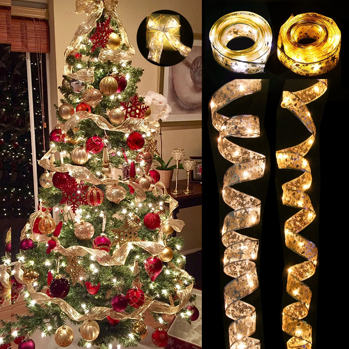 Ribbon Fairy Light Christmas Decoration Tree Ornaments