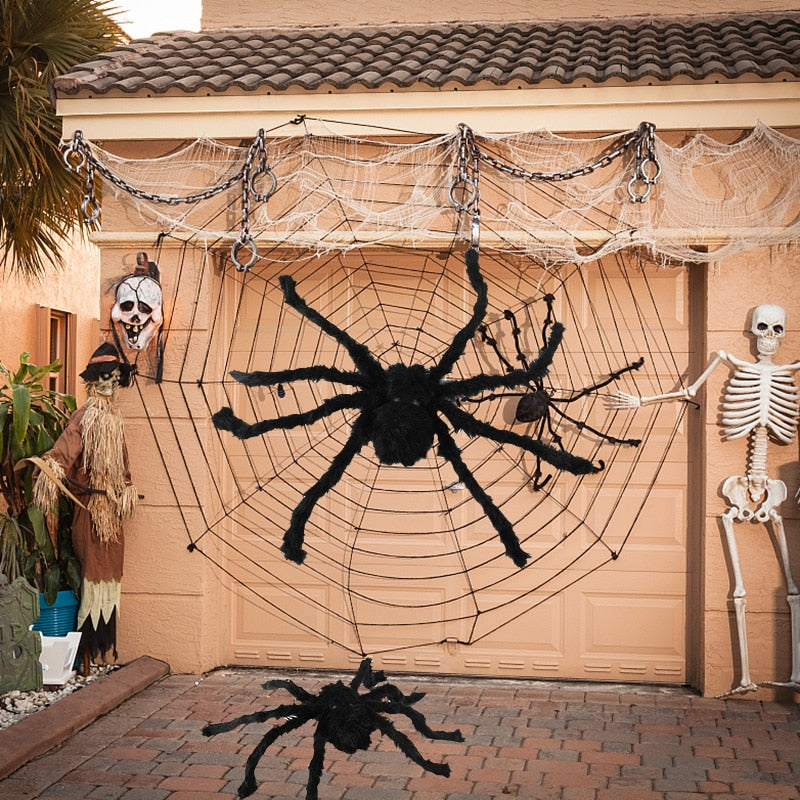 Black Scary Giant Spider Huge Spider Web
