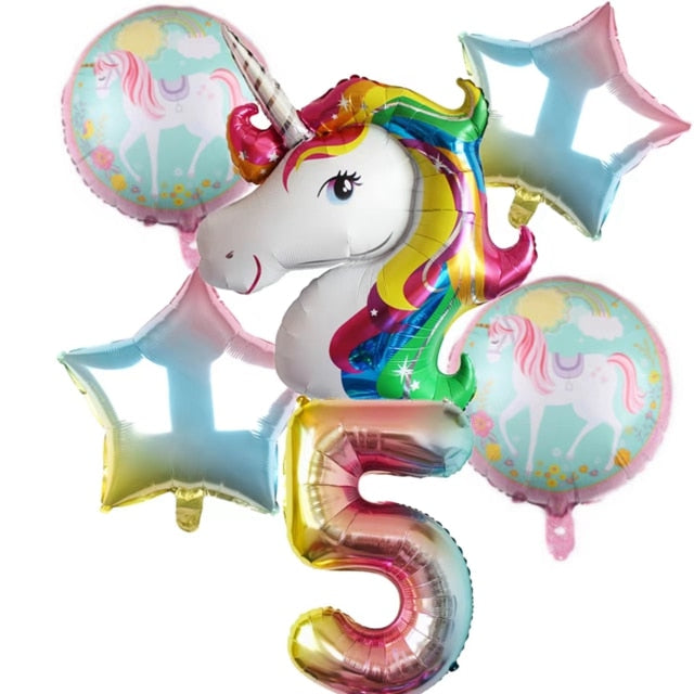 Happy Birthday Unicorn Balloons Figures Stand Cute Unicorn