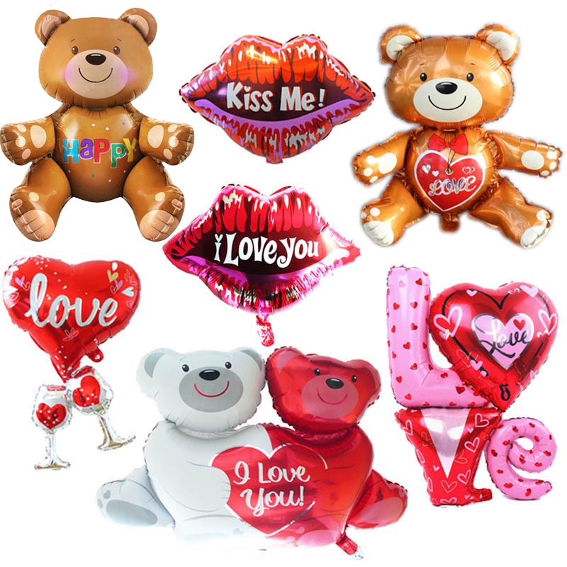 I Love You Kiss Me Lips Love Foil Balloon For Valentines Day