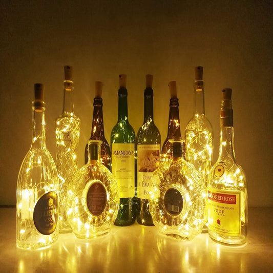LED Wine Bottle Lights with Cork Crafts Wedding Decoration