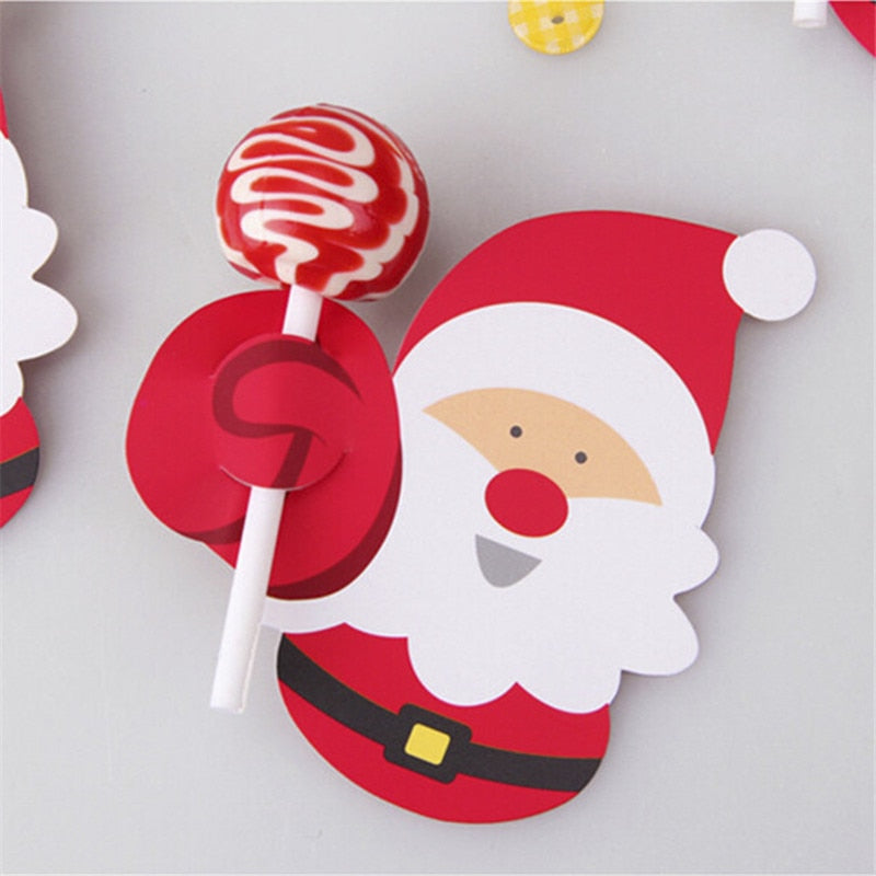 Cartoons Santa Claus Paper Lollipop Cards