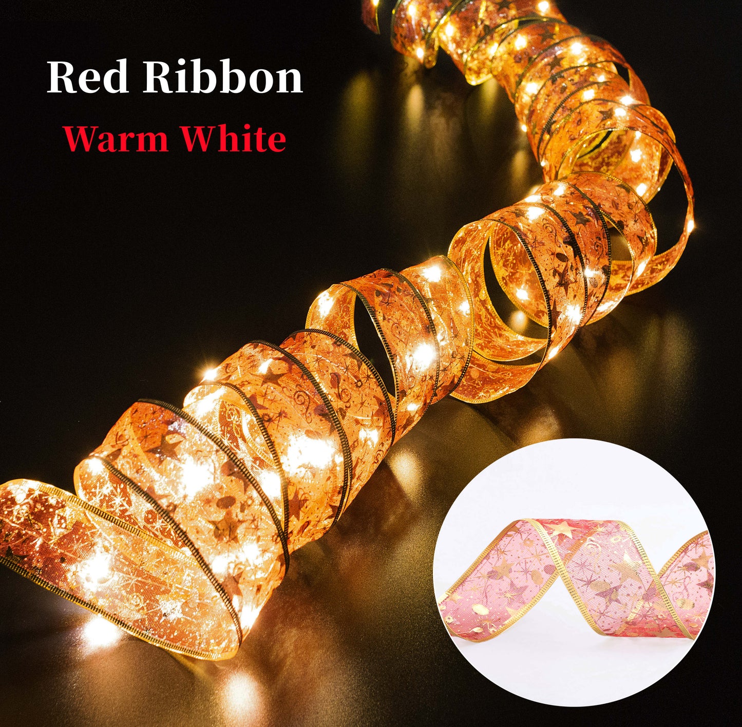 Christmas Ribbon Fairy Light Decoration