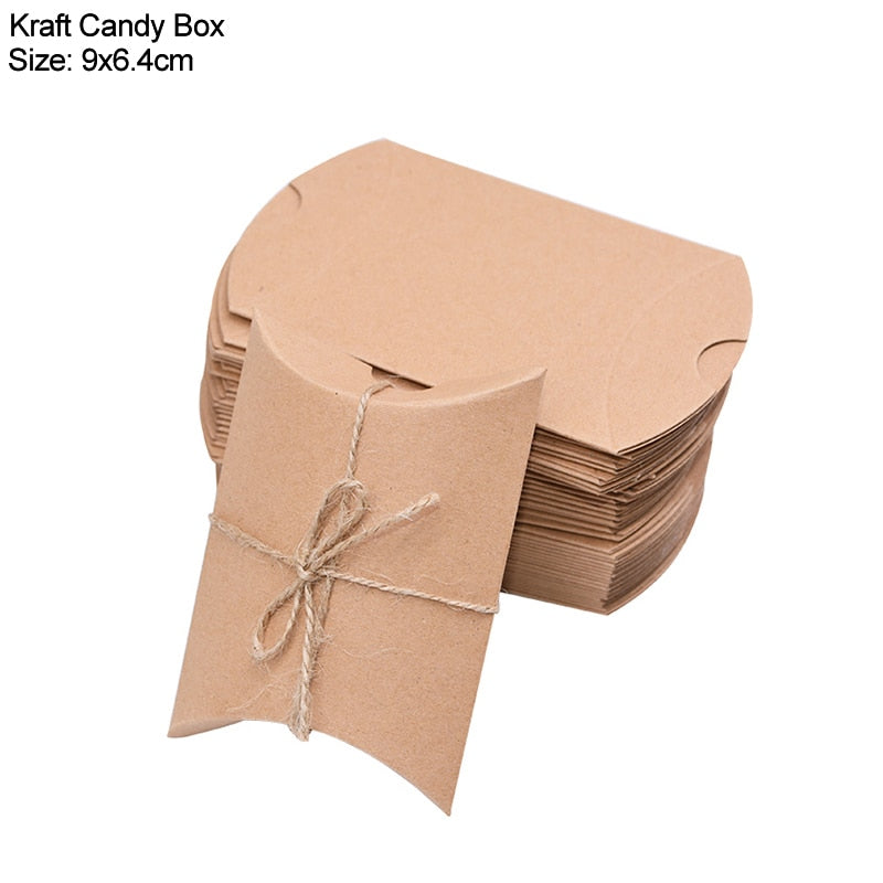 Pillow Candy Box Kraft Paper Gift Packaging Bags