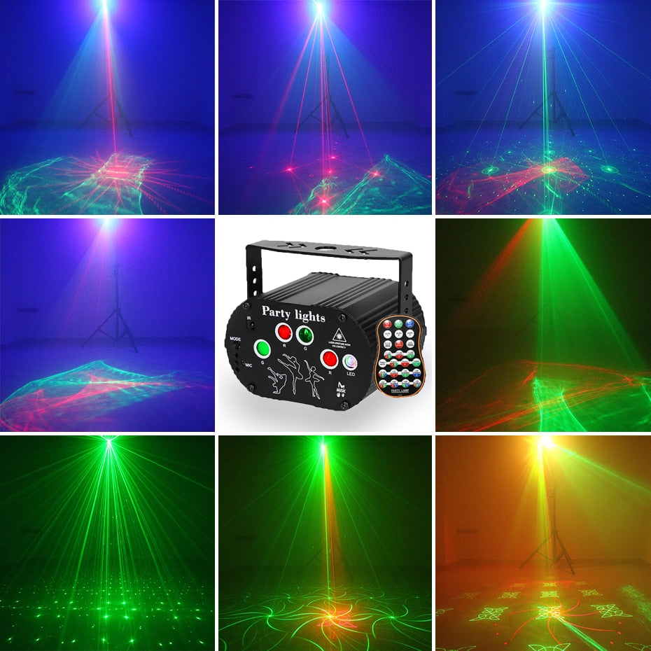RGB Mini DJ Disco Laser Light Projector USB Rechargeable LED UV Sound