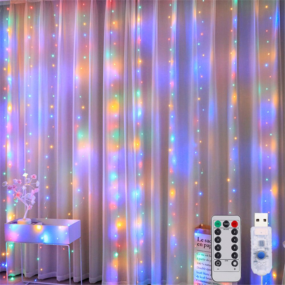 LED Curtain Light Fairy String Lights 8Mode Christmas Decor