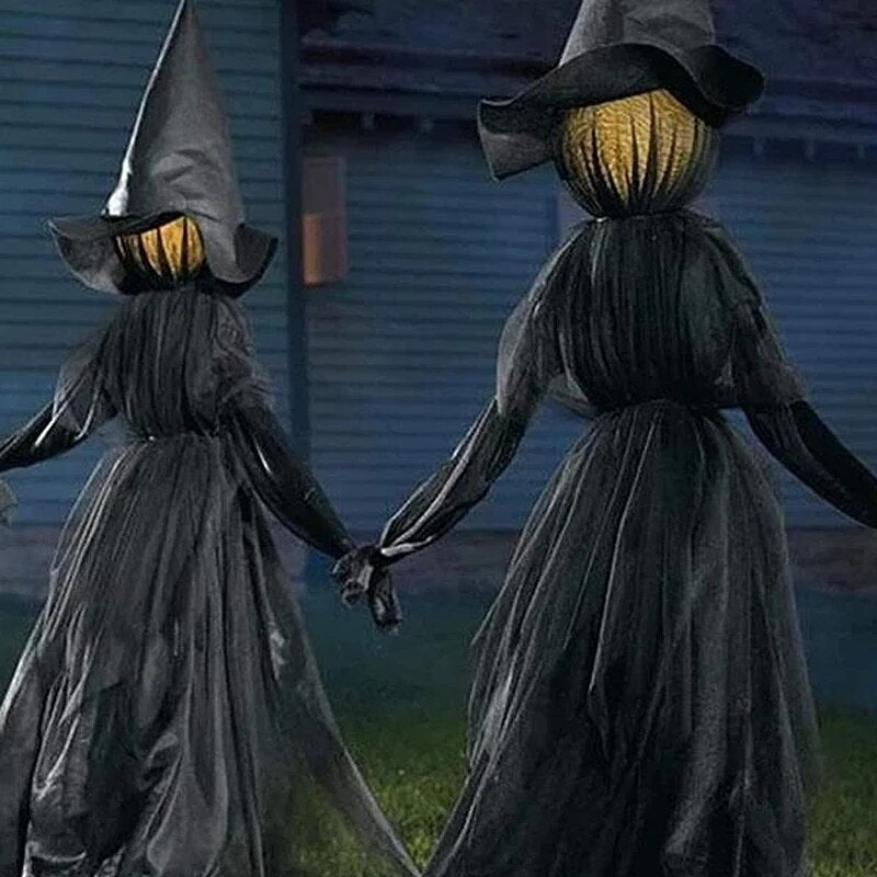 Light-Up Witches with Stakes Halloween Decorations Outdoor Sound