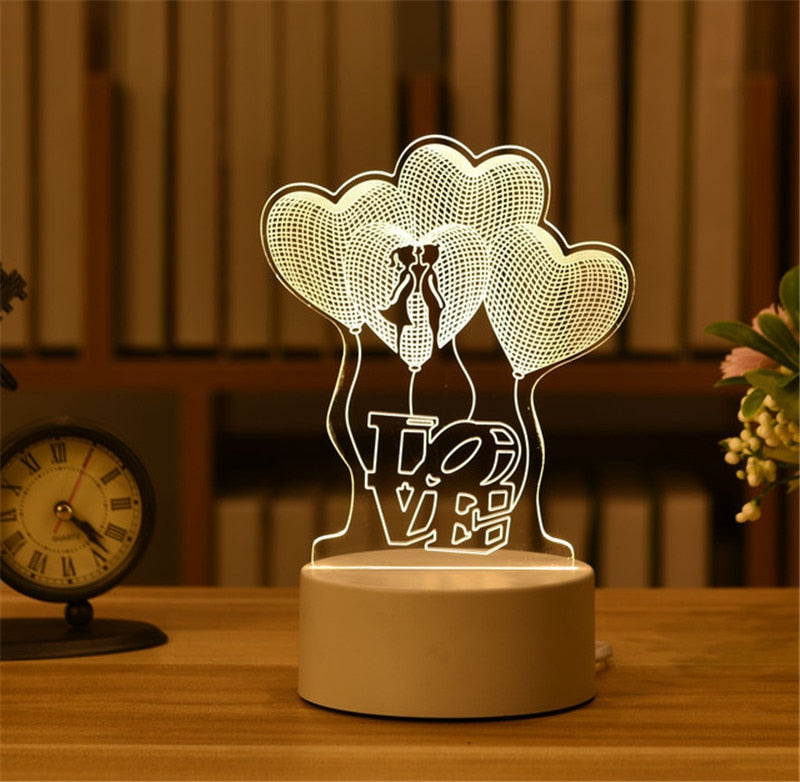 3D Lamp Acrylic USB LED Night Lights  Birthday Decor