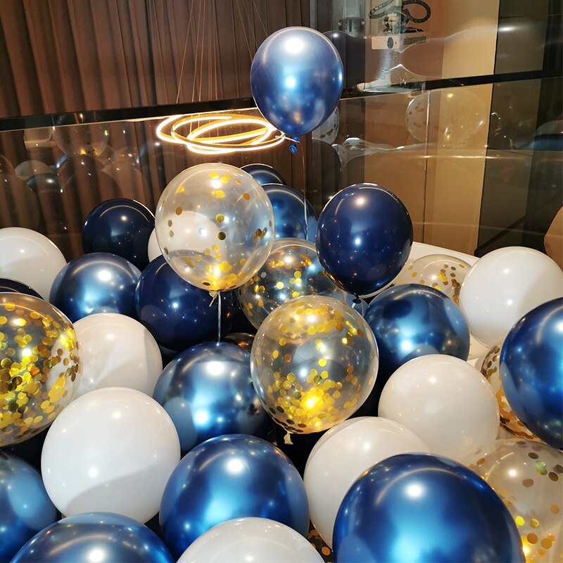 Golden metallic glossy balloons confetti latex balloons