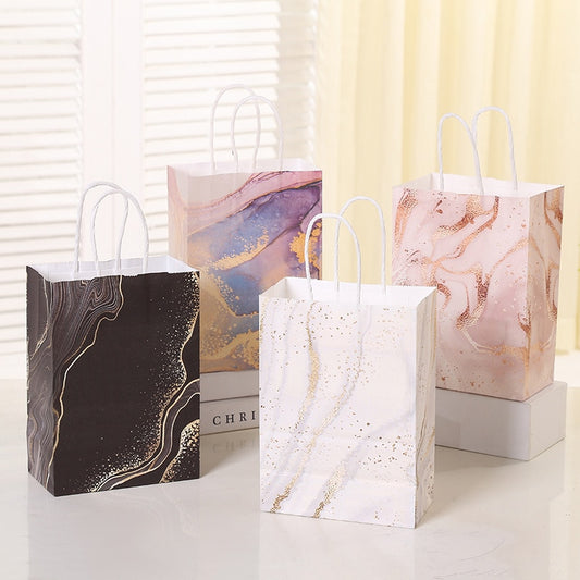 Marble Design Kraft Paper Gift Bag with Handle