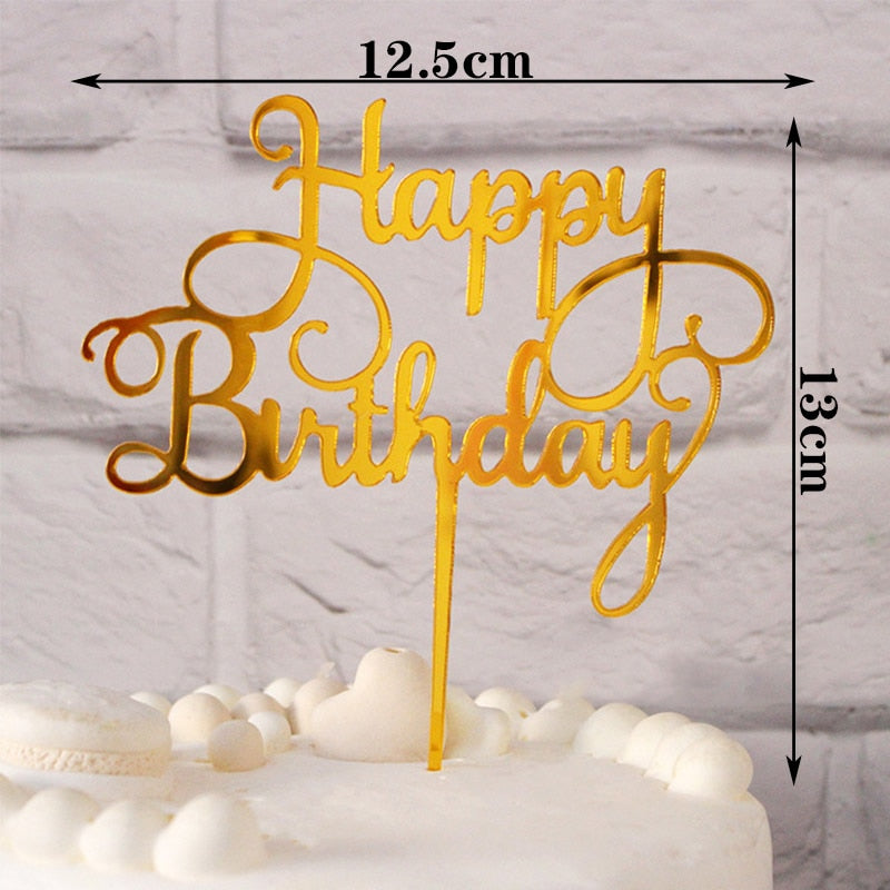 Happy Birthday Cake Topper Acrylic Letter Cake Toppers