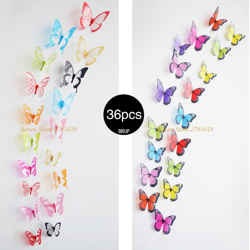 3D Crystal Butterfly Wall Stickers New Year Christmas Decor