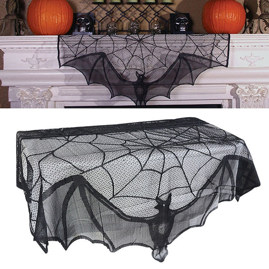 Halloween Bat Table Runner Black Spider Web