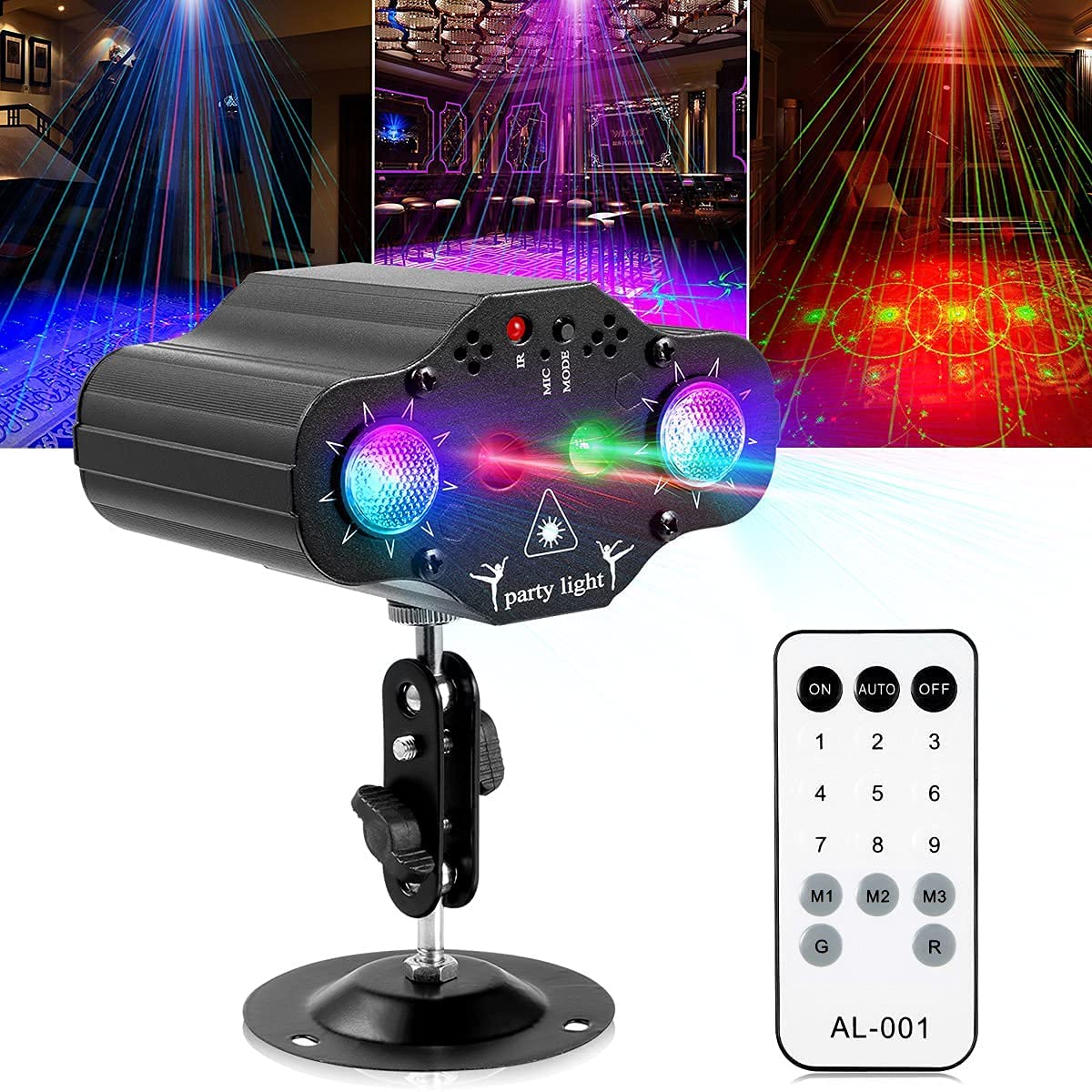 Stage DJ Party Laser Projector Disco Voice Controlled Strobe Lights