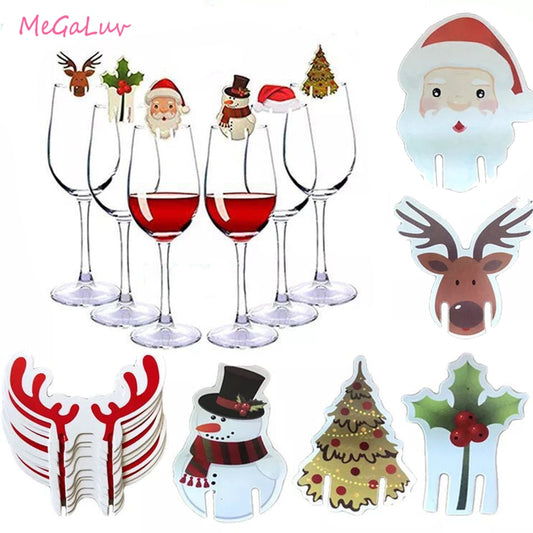 Christmas Cup Card Xmas Party Santa Hat Wine Glass Decoration