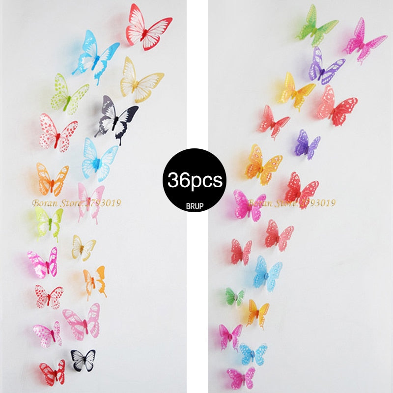 3D Crystal Butterfly Wall Stickers New Year Christmas Decor