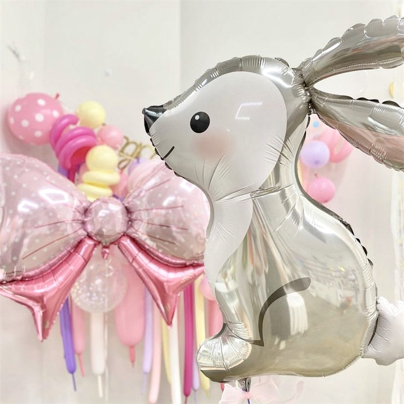 Gray Bunny Balloon Long Ears Rabbit Helium Balloon