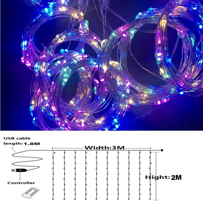 Christmas Decoration for Home Curtain String Light
