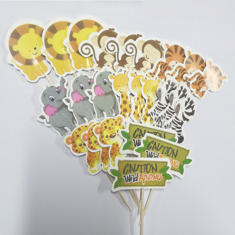 24pieces Safari Jungle Party Cupcake Toppers