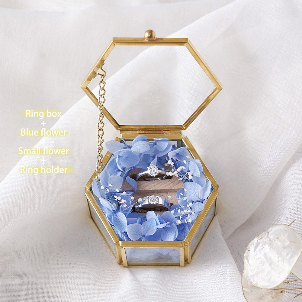 Custom Hexagonal Glass Ring Box Geometrical