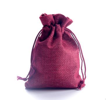 Khaki Color Natural Burlap Linen Jewelry Bag