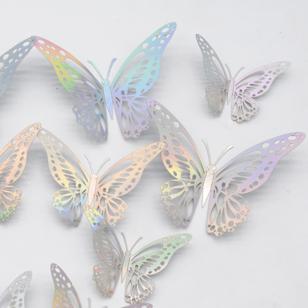 12Pieces Metal Texture Gold Artificial Butterfly