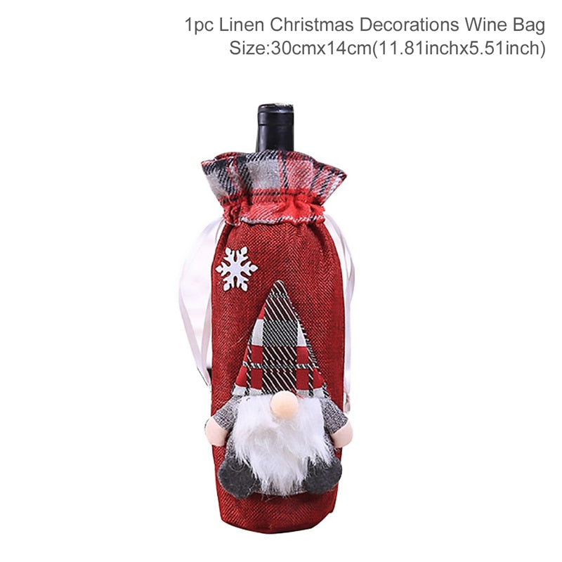 Christmas Wine Bottle Cover Merry Christmas Decorations For Home Christmas