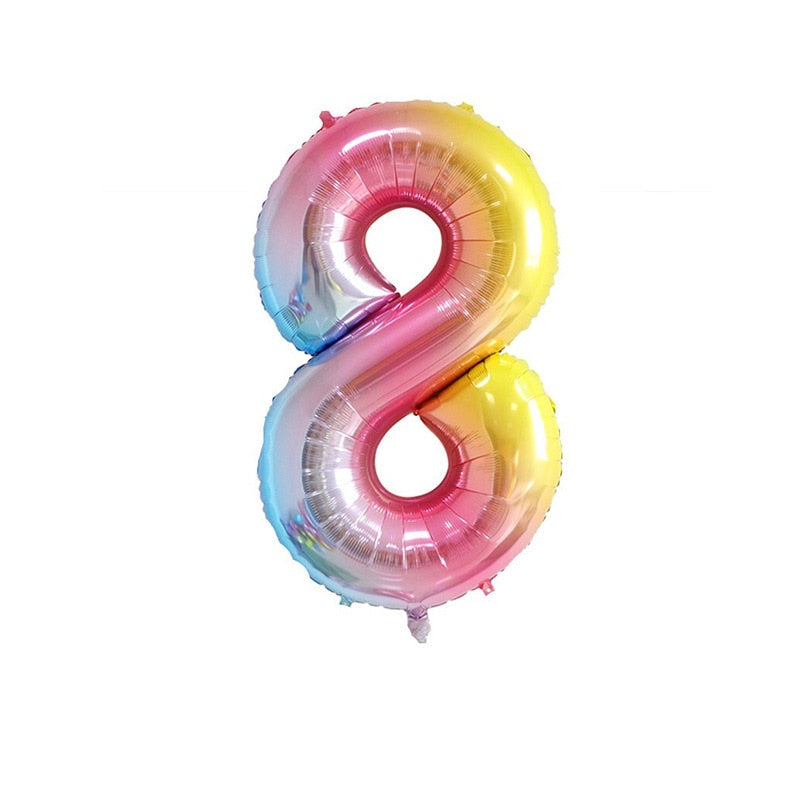 Rainbow Number Foil Balloons Balloon Crown Digital