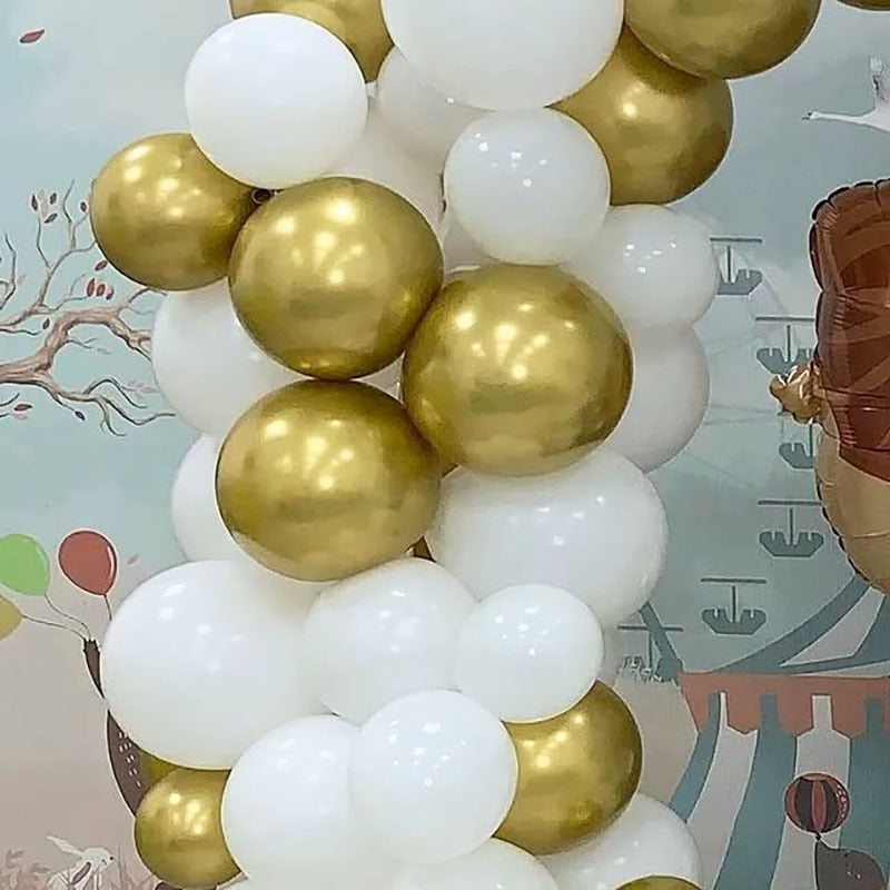 Metallic Gold Silver White Balloon Confetti Balls