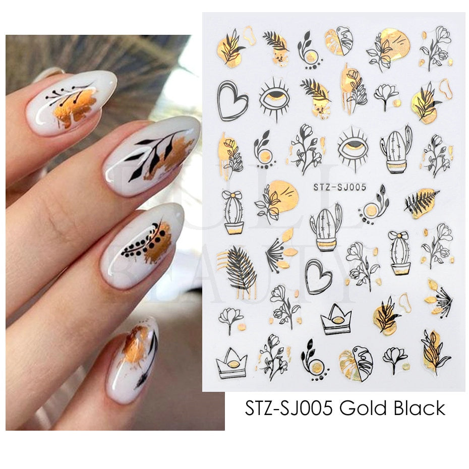 3D Dragon Red Gold Nail Sticker Anime