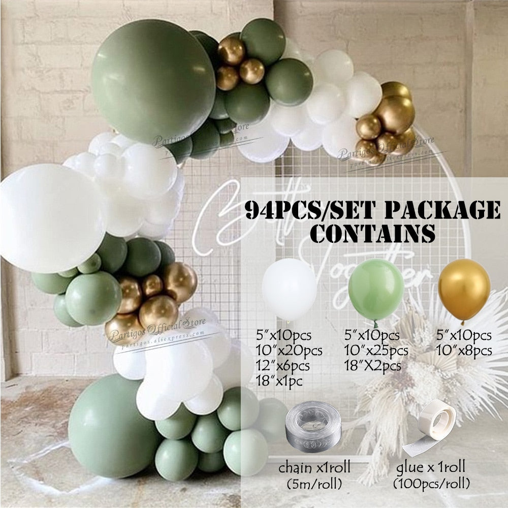 Multi Style Avocado Green Balloons Garland Arch Kit