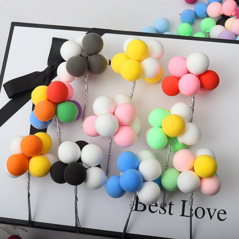 8Pieces Ball Bundle Colorful Clay Cake Topper