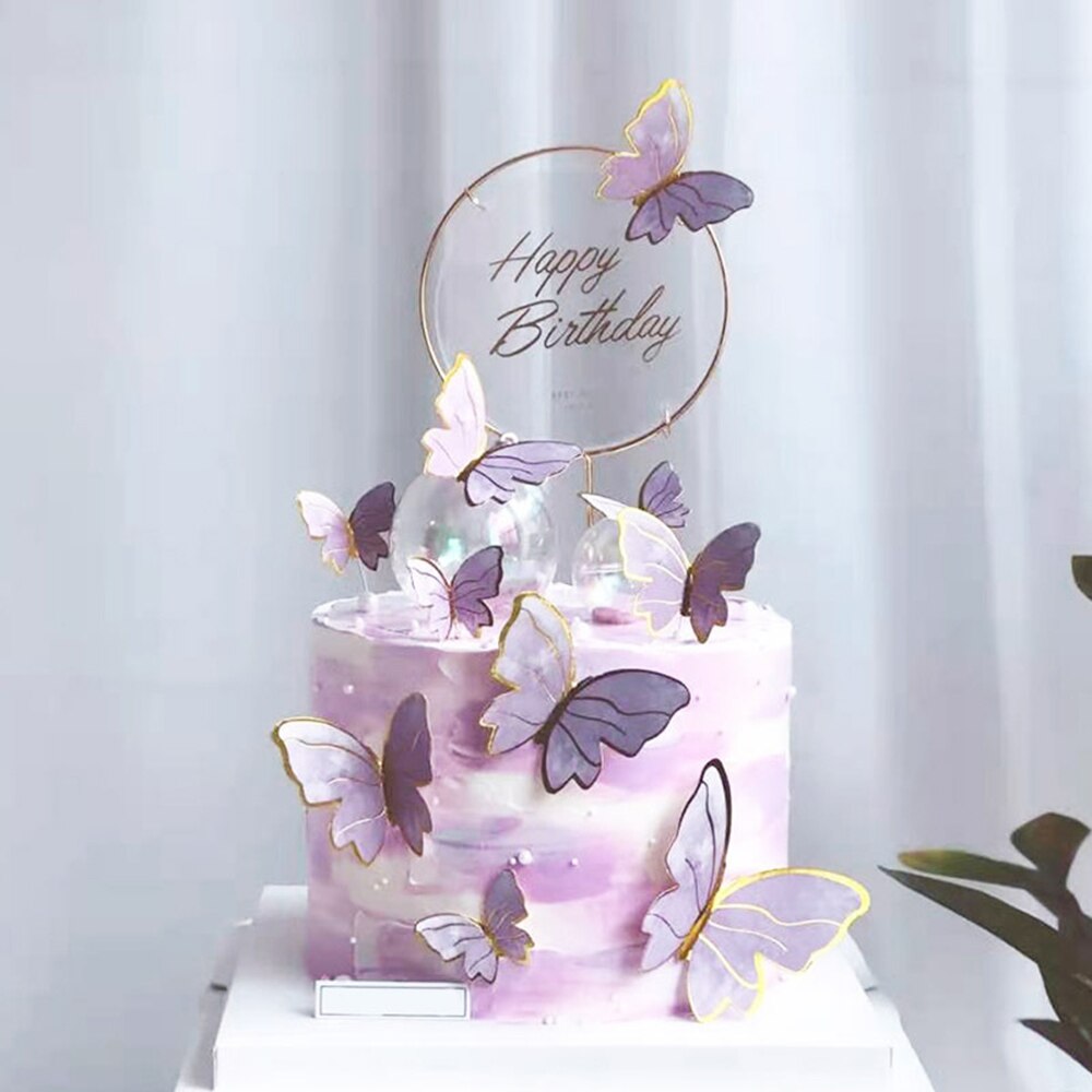 Happy Birthday Cake Topper Decoration Butterfly