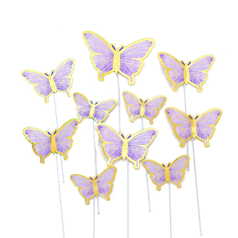 Stamping Gold Pink Butterfly Cake Toppers Princess