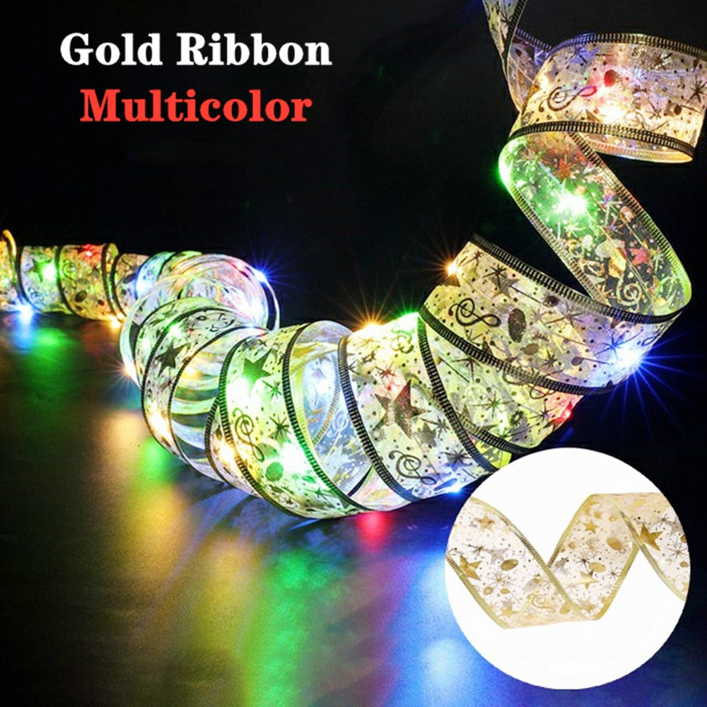 Christmas Ribbon Fairy Light Decoration