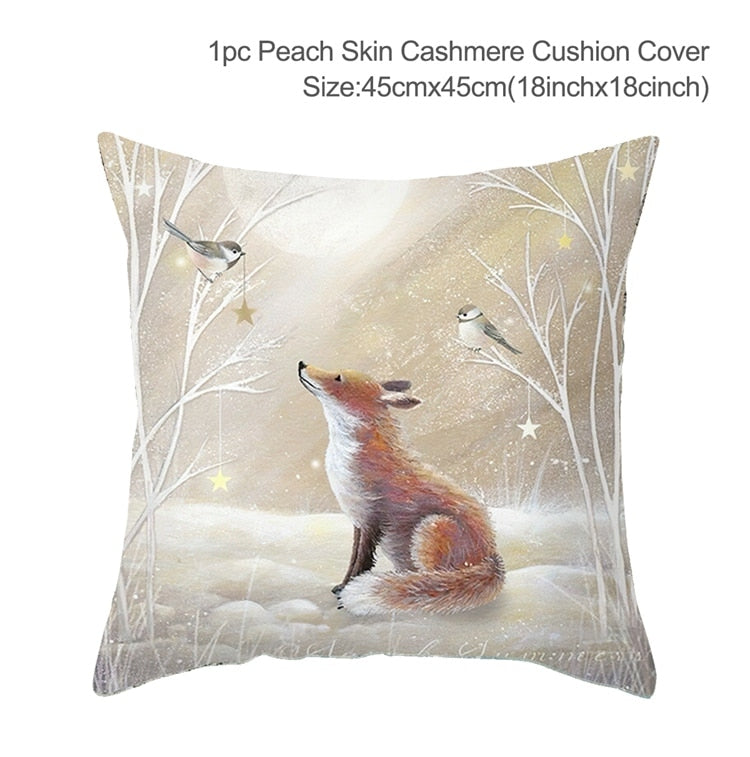 Christmas Elk Tree Cushion Cover