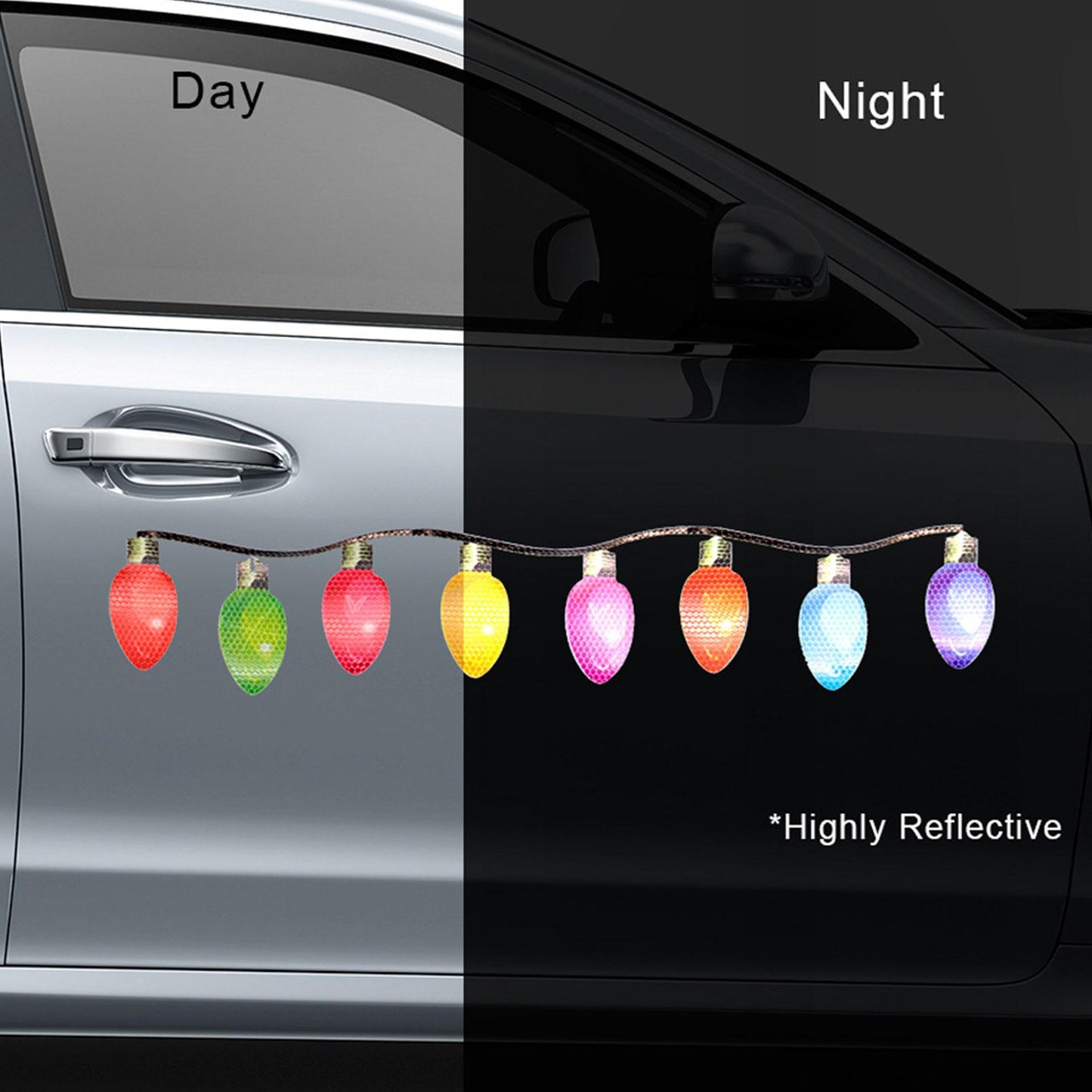 Christmas Decoration Car Sticker Magnetic Decal Refrigerator Magnets Light Bulb