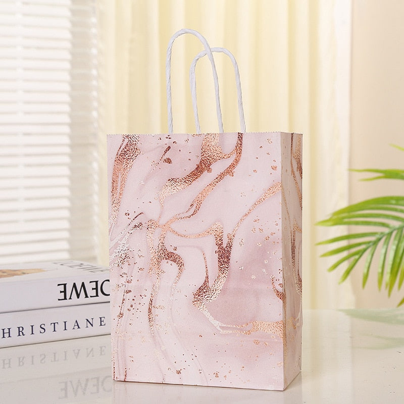 Marble Design Kraft Paper Gift Bag with Handle