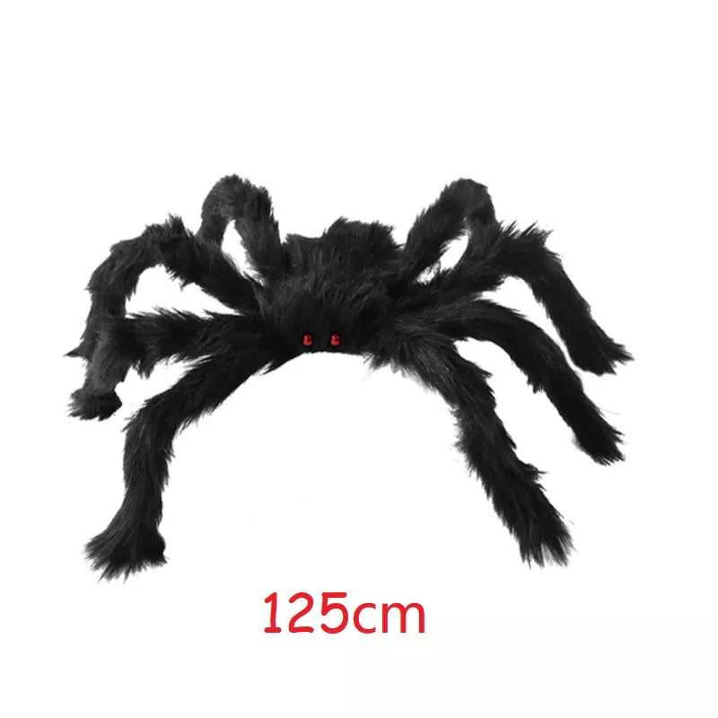 Black Scary Giant Spider Huge Spider Web Halloween