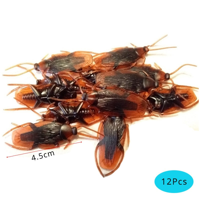 12pieces real touch cockroach halloween novelty