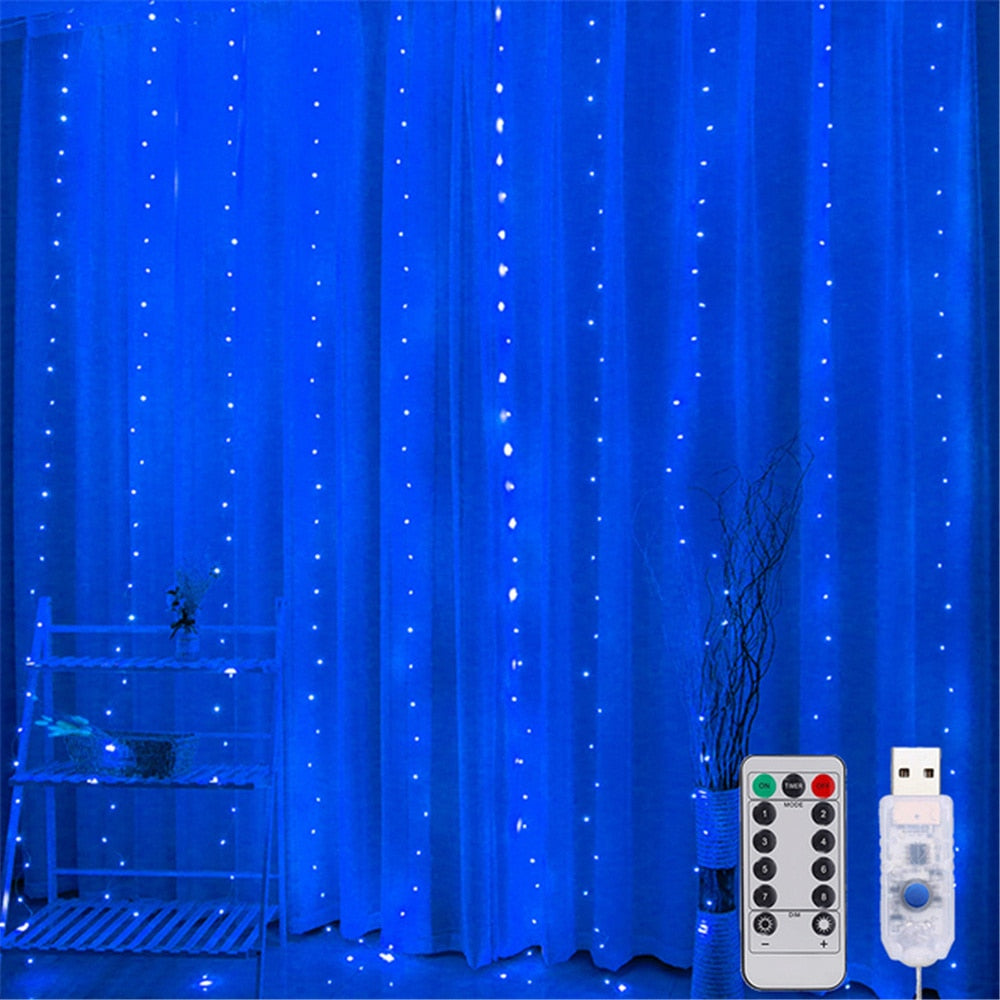 LED Curtain Light Fairy String Lights 8Mode Christmas Decor