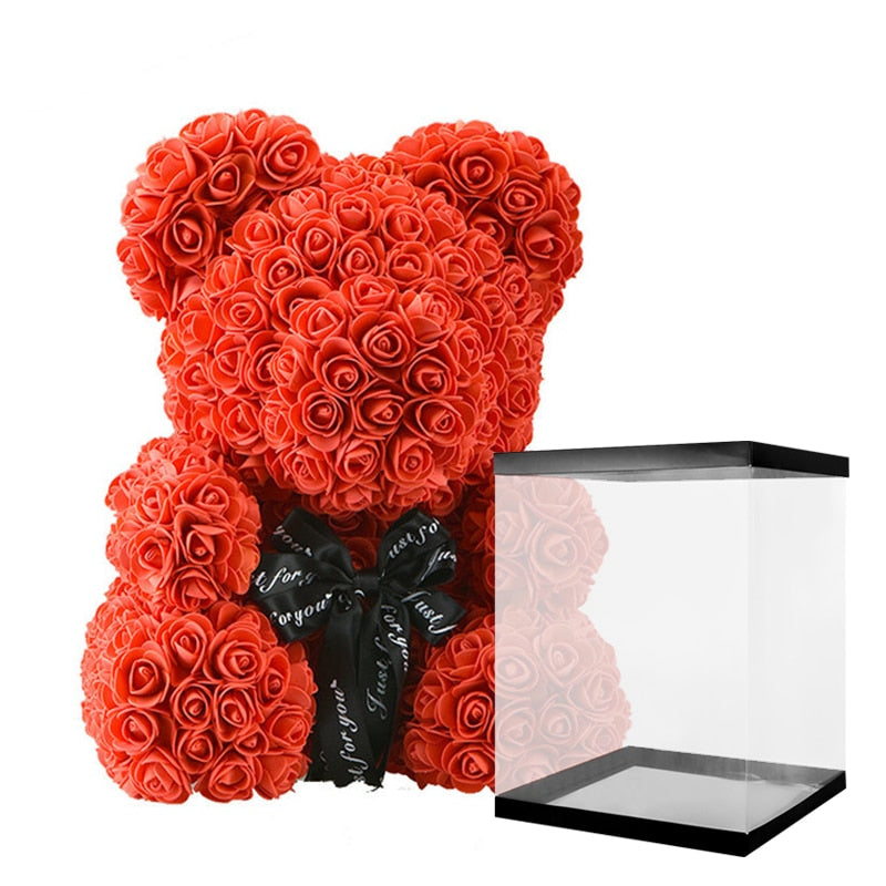 Gifts for Her Red Bear Rose Artificial Flowers Teddy Bear