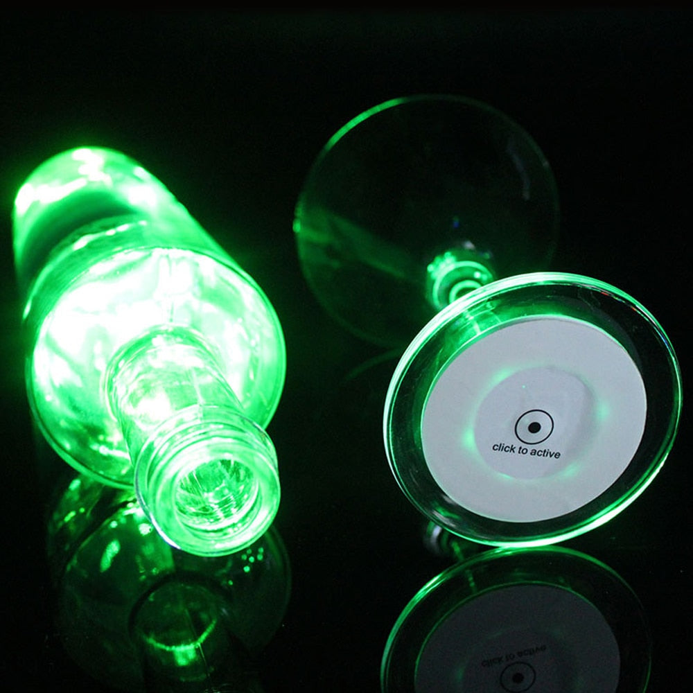 Mini LED Coaster Glow Bottle Light Stickers Battery Powered RGB Cup Mat
