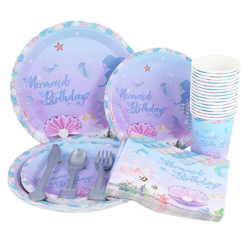 Mermaid Party Disposable Tableware Little Mermaid